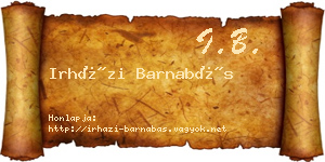 Irházi Barnabás névjegykártya